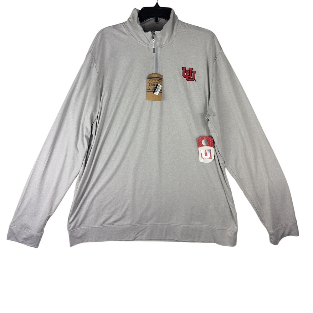 Rivalry Threads University of Utah Utes Quarter Zip Pullover Gray Mens Large NWT